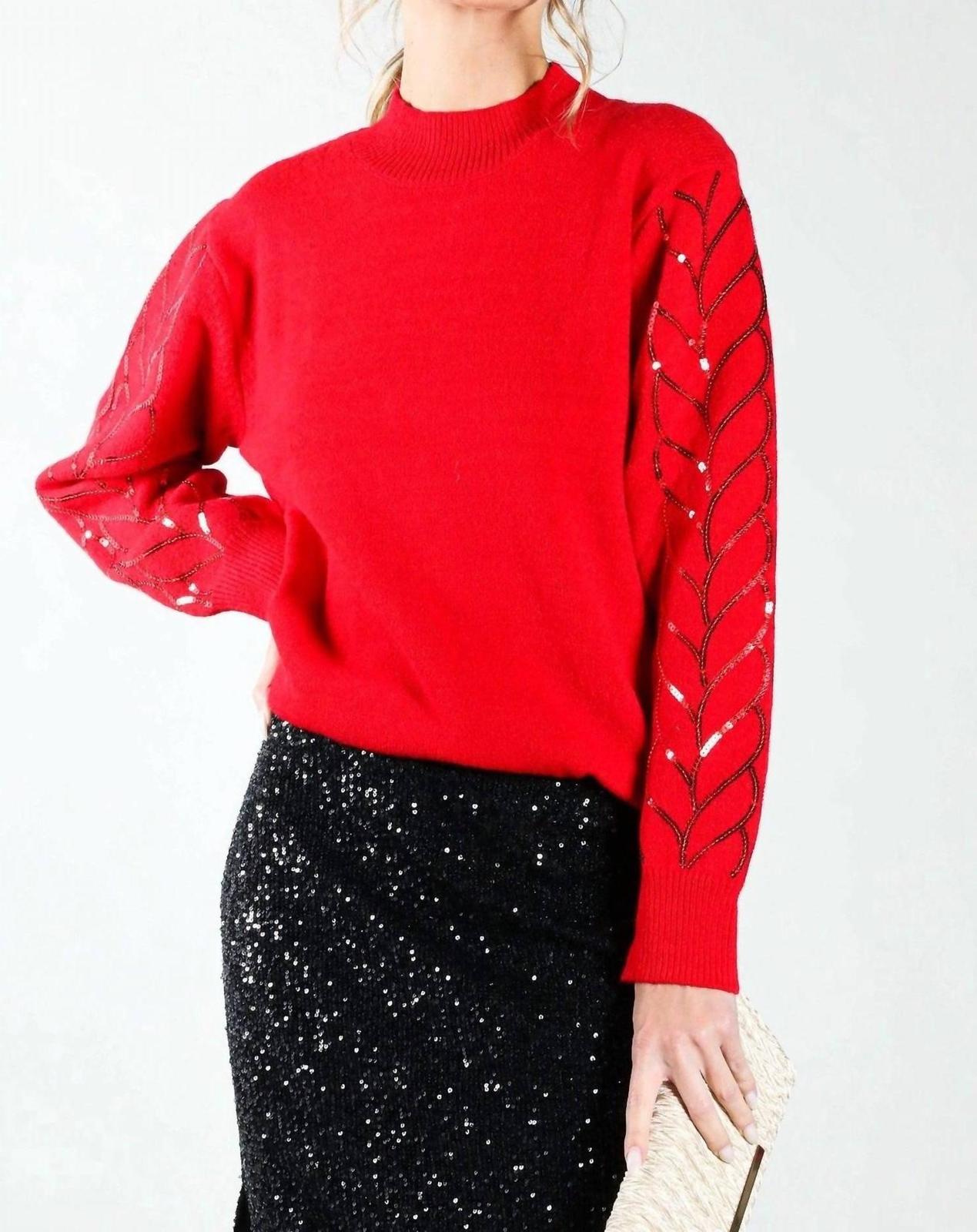 Vine &amp; Love Sequin Detail Sweater Red - $52.00