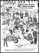 1962 Harley Davidson Motorcycle Line Up Vintage Print Ad Cartoon Style W... - $10.97