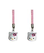 SET OF 2 HELLO KITTY BRASS BELL CHARMS Pink White Craft Mobile Cell Phon... - $166.65 MXN