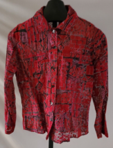 NWT Chico&#39;s Alicia Red Black Geometric Print Blouse Shirt Size 8/10 [1] ... - £23.64 GBP