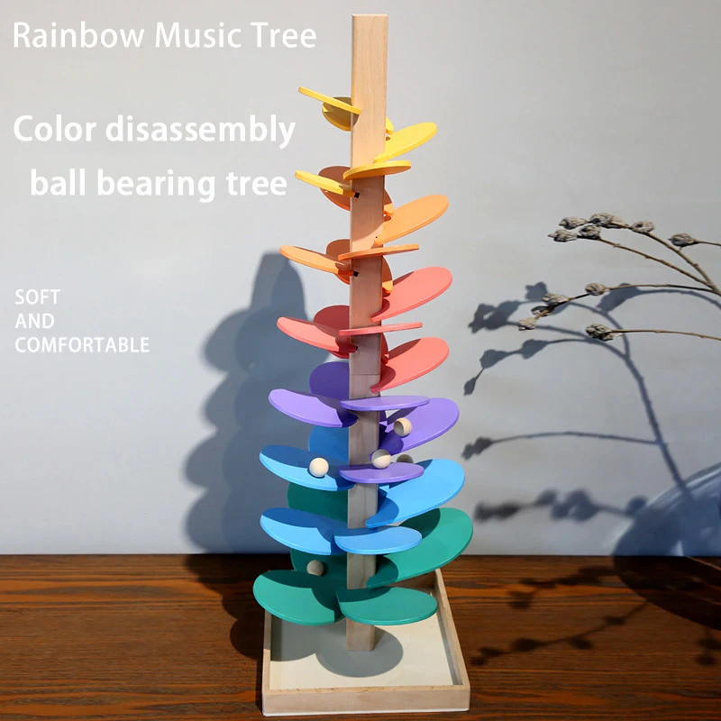 Colorful Tree Marble Ball Run Track Building Blocks Montessori Kids Wooden Toys - £19.36 GBP+