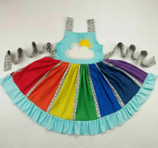 NEW Boutique Rainbow Girls Sleeveless Ruffle Twirl Dress 2T 3T 4T 5-6 7-8 10-12 - £4.77 GBP+