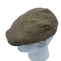 Wool Ivy Gatsby Flat Cap Herringbone Tweed Khaki Newsboy Vintage Golf Hat USA L - £62.53 GBP