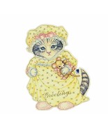Kitty Cucumber greeting card vtg 1984 paper ephemera Merrimack cat kitte... - £11.65 GBP