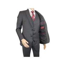 Men Suit BERLUSCONI Turkey 100% Italian Wool Super 180's Vested #Ber2 Charcoal image 3