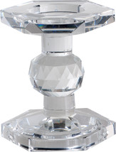 Crystal Glass Candle Holder 4.3&quot;x3.8&quot;x4.5&quot; | Elegant Home Decor Accent - £38.10 GBP