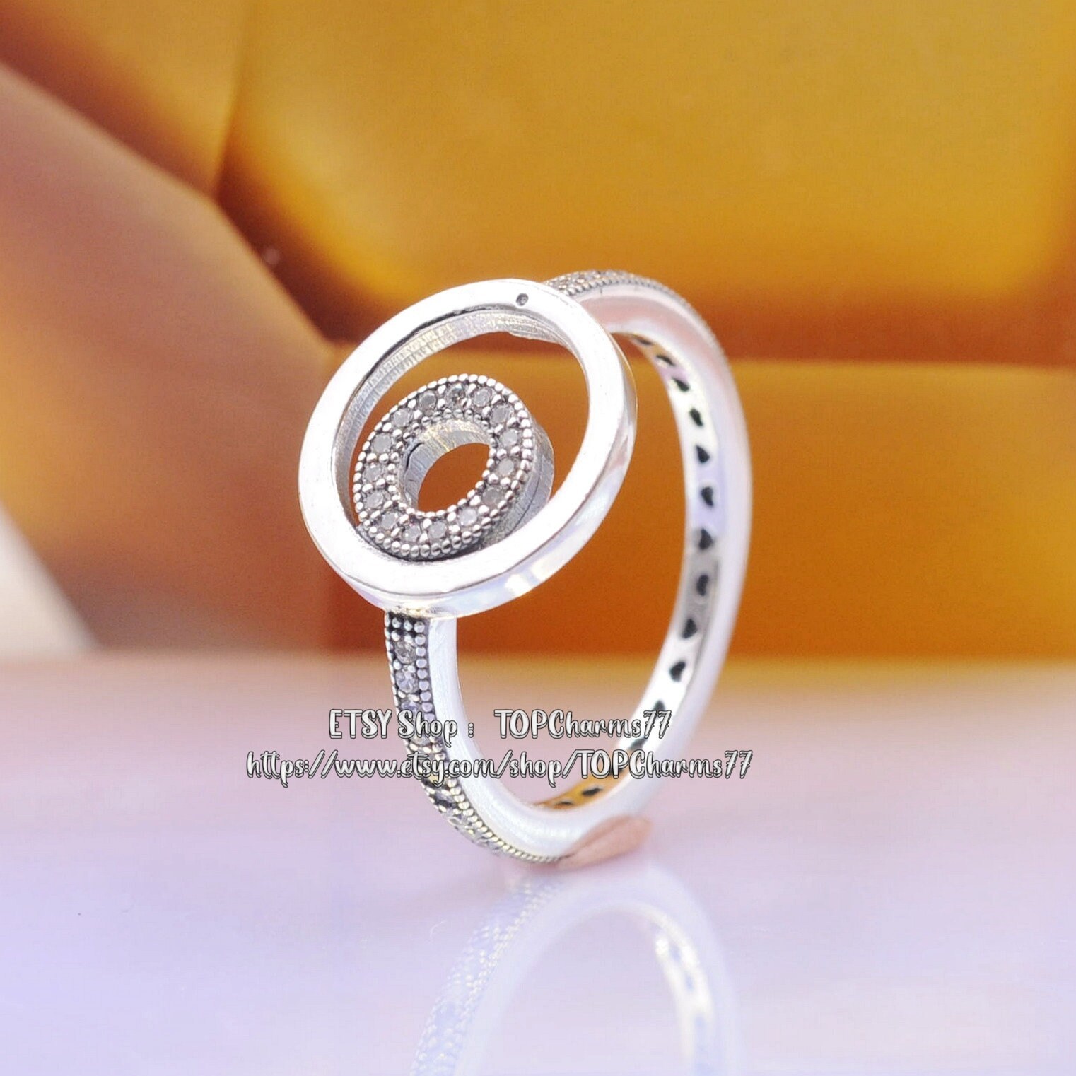 2022 Autumn Release 925 Sterling Silver Signature Logo Circles Pave Ring