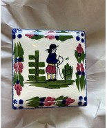 Blue Ridge French Peasant Cigarette Trinket Box Ceramic Hand Painted Fol... - $75.66