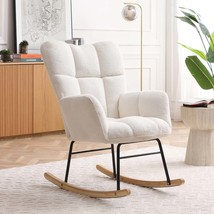 Teddy Upholstered Glider Rocking Chair - Padded Accent Armchair BEIGE - $3,075.40 MXN