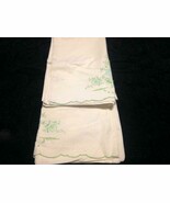 Vintage White PIllowcases with Green Embroidery - $42.00