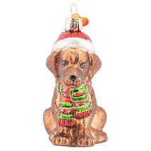 Old World Christmas Chocolate Labrador Puppy Glass Ornament with FREE Box - $21.76