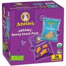 Annie&#39;s Organic Birthday Cake Bunny Grahams and Cheddar Bunnies Snack Pack 36 Co - £28.57 GBP