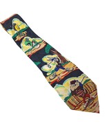 Vintage 1993 Looney Tunes Mania Golfing Bugs Bunny Taz Novelty Silk Necktie - $16.63