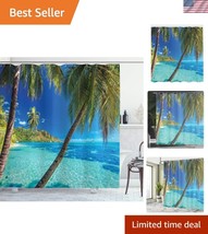 Vibrant Ocean Shower Curtain with Palm Trees - 69&quot; x 75&quot; Modern Bathroom... - $550.93 MXN