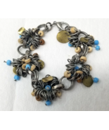 Boho Chic Artisanal Wire-Wrapped Bracelet with Wooden Accents and Blue B... - $18.95