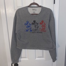 Womens Disney Mickey Mouse Custom Cropped Sweatshirt Medium Cartoon Sket... - £21.06 GBP