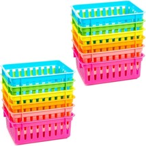 12 Pack Small Colorful Plastic Classroom Storage Baskets For Organizing, Rainbow - £27.39 GBP