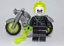 Building Block Ghost Rider &amp; motorcycle Green Flame Spirit of Vengeance Minifigu - £4.81 GBP