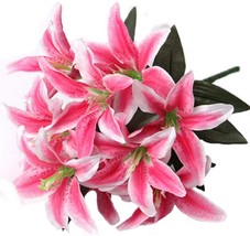 Artfen Artificial Lily 10 Heads Fake Lily Artificial Flower Wedding Party Decor - £30.67 GBP