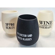 Funny Silicone Wine Cups 12 Oz Wine Is Cheaper Than Therapy Sipping Beauty My Do - £9.97 GBP