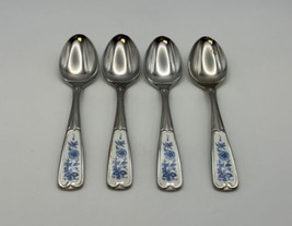 Set of 4 BLUE DANUBE Stainless Steel with China Insert Small Teaspoons - $119.99