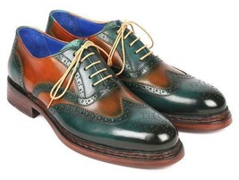 Paul Parkman Mens Shoe Oxfords Green Tobacco Wingtip Goodyear Welted 027-GRN-TAB - £637.16 GBP