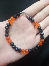 Handmade Beads Bracelet Orange And Black Trendy &amp; Style For Girls Free Shipping - £19.98 GBP