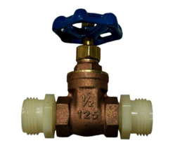 Watts WGV 1/2&quot; Inch Brass Foreign Gate Valve with Added Threaded 1/2&quot; Couplings - £4.36 GBP