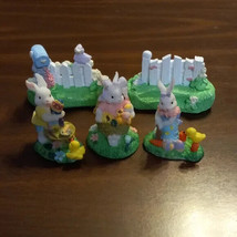 Easter Bunny Rabbit 5 Mini Figurine Set - £12.05 GBP