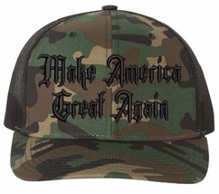 Trump 2024 Hat Gothic Dark MAGA Richardson 112P Green Camo Adjustable Ha... - $26.72