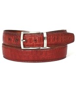 Paul Parkman Mens Belt Crocodile Embossed Reddish Italian Hand-Painted B... - $169.99