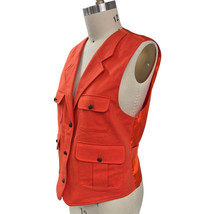 VTG 80s Adolfo International Safari Utility Vest Orange Wool Blend Sz M ... - $60.59