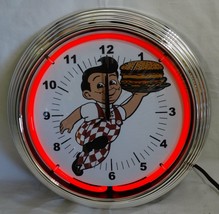 Bob&#39;s Big Boy Red Single Neon Clock - $149.95