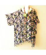 KB83 Batik Floral Vneck Kimono Caftan Kaftan Tunic Blouse Top - 2X, 3X, ... - $461.67 MXN