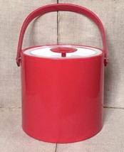 Vintage Georges Briard Red Vinyl Plastic  Ice Bucket Mid Century Modern ... - £19.83 GBP