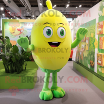 Yellow Green Bean mascot costume character dressed with a Playsuit and Hairpins - £990.67 GBP