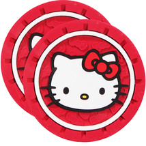Hello Kitty Face Car Cup Holder Coaster 2-Pack Red - £16.77 GBP