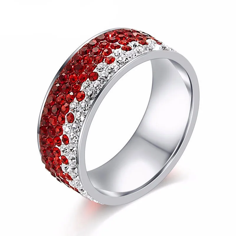 Silver Color Stainless Steel Ring For Women Fashion 5 Rows Red Blue Black Color  - £12.67 GBP