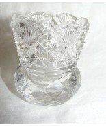 Vintage Crystal Glass Toothpick Holder Diamond Cut Scalloped Rim - €21,22 EUR