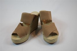 NIB Kenneth Cole New York High Heel Wedge Espadrille Sandal Open Toe Tan 6 1/2 M - £81.24 GBP