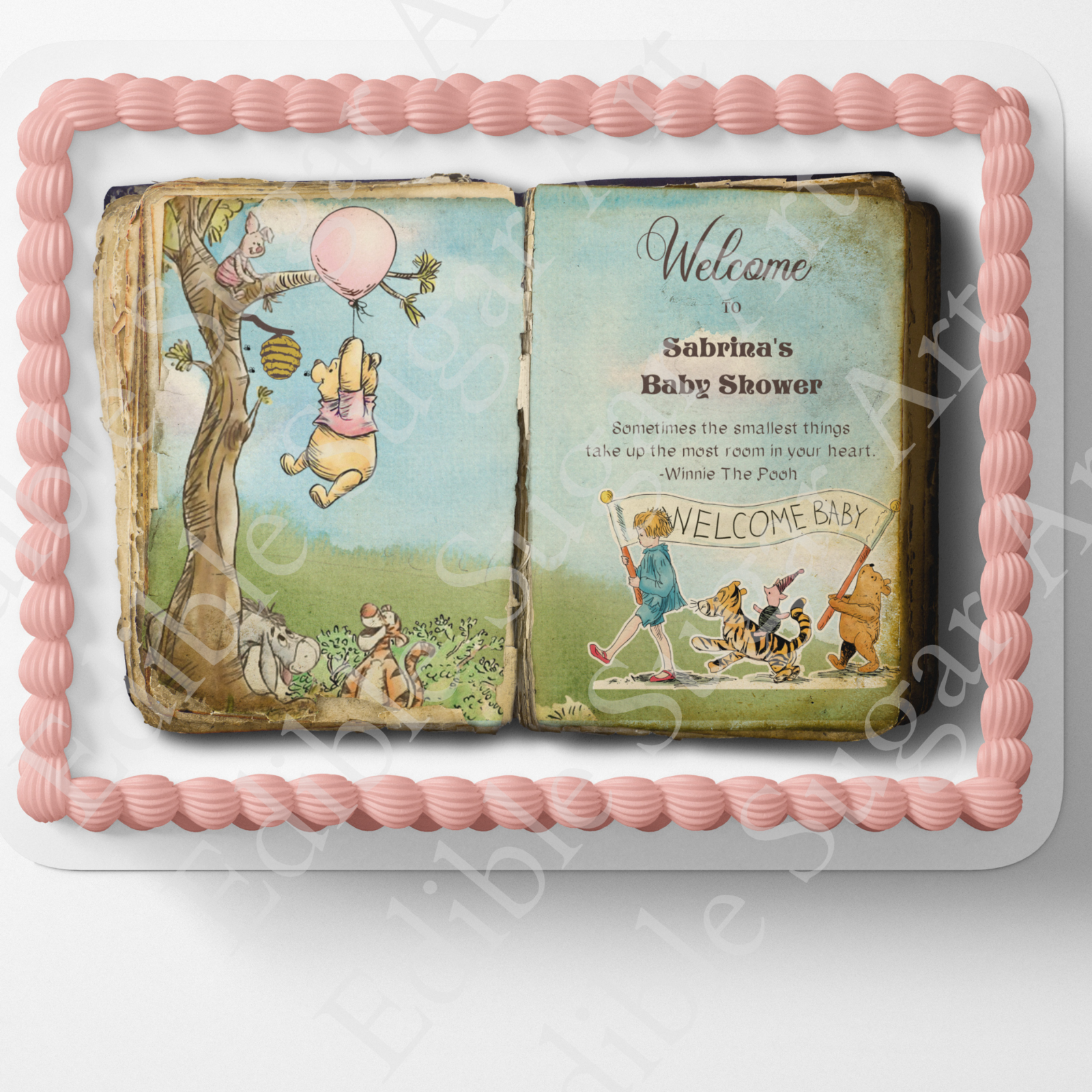 Primary image for POOH BEAR BABY Shower Cake Topper Edible Image pooh bear book Nursery decoration