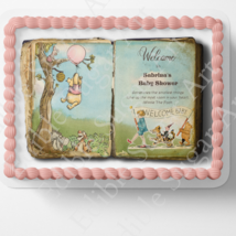 POOH BEAR BABY Shower Cake Topper Edible Image pooh bear book Nursery de... - £16.31 GBP+