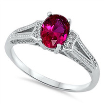 0.80 Ct Oval Cut Pink Sapphire Wedding Engagement Ring 14k White Gold Finish - £73.55 GBP
