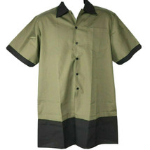 Happy Chef Uniform Two-Tone Trim M Kitchen Shirt size Medium Olive Black Unisex - £21.44 GBP