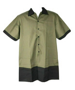 Happy Chef Uniform Two-Tone Trim M Kitchen Shirt size Medium Olive Black... - £21.15 GBP