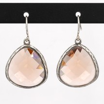 Retired Silpada Sterling Silver Faceted Blush Glass ABLAZE Dangle Earrings W2775 - £27.29 GBP