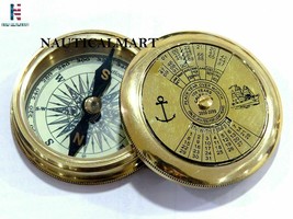 NauticalMart Marine Brass Compass With Calendar Nautical Decor, Pocket Compass - £21.27 GBP