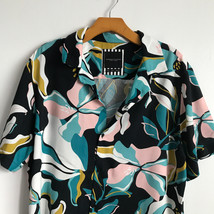 Denim &amp; Flower Camp Shirt L Hawaiian Print Collar Button Short Sleeve Fl... - £16.18 GBP