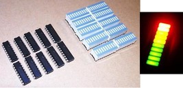 10x LM3914 LED Driver + 10x TriColor Fixed 10-Segs LED Bargraph Array - USA - £19.32 GBP