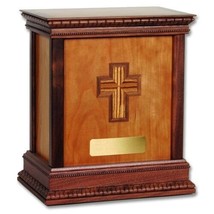 Large/Adult 225 Cubic Inch Classic Cherry Cross Handcrafted Wood Cremation Urn - $399.99
